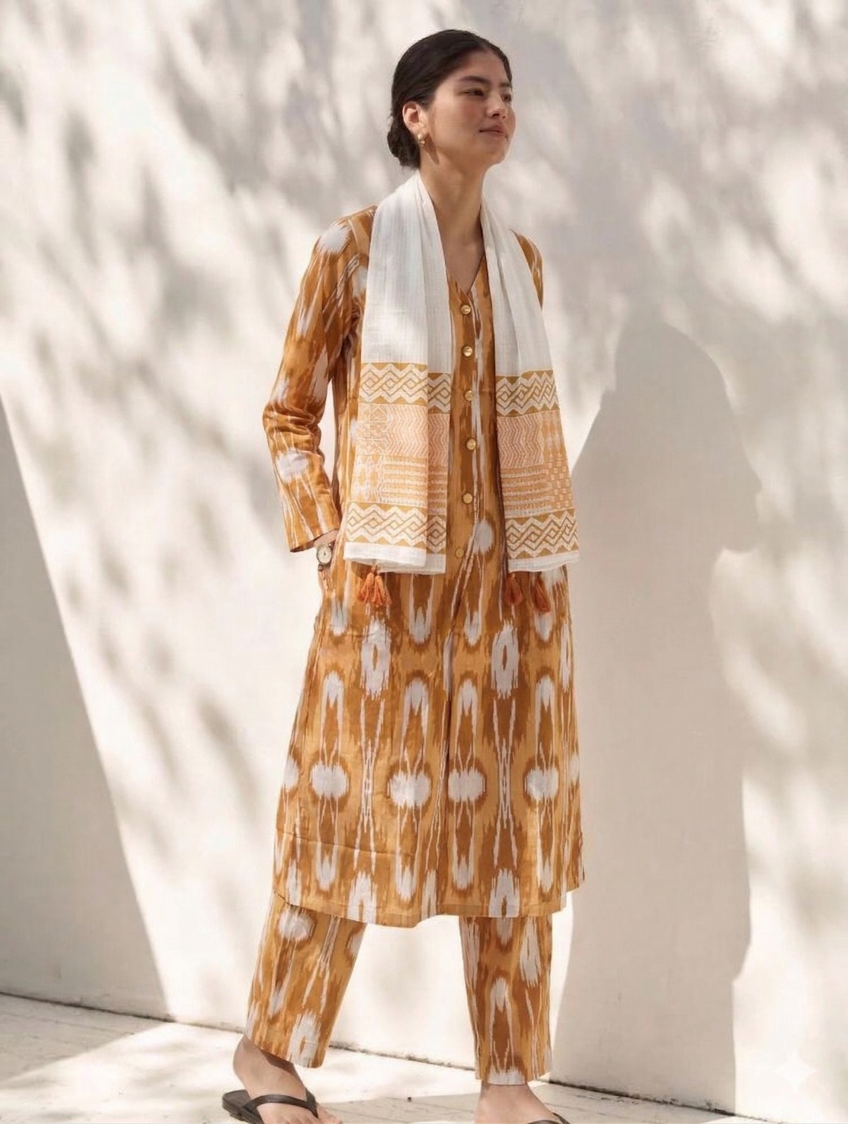 Heritage Cotton Ikat Printed Kurta Sets with Dupatta