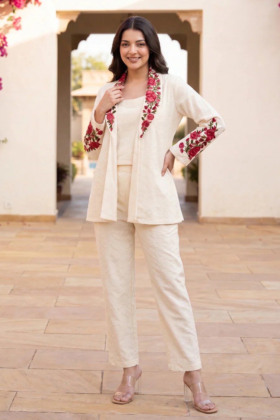 Ivory Rose Garden 3 Pc Co-ord  Set