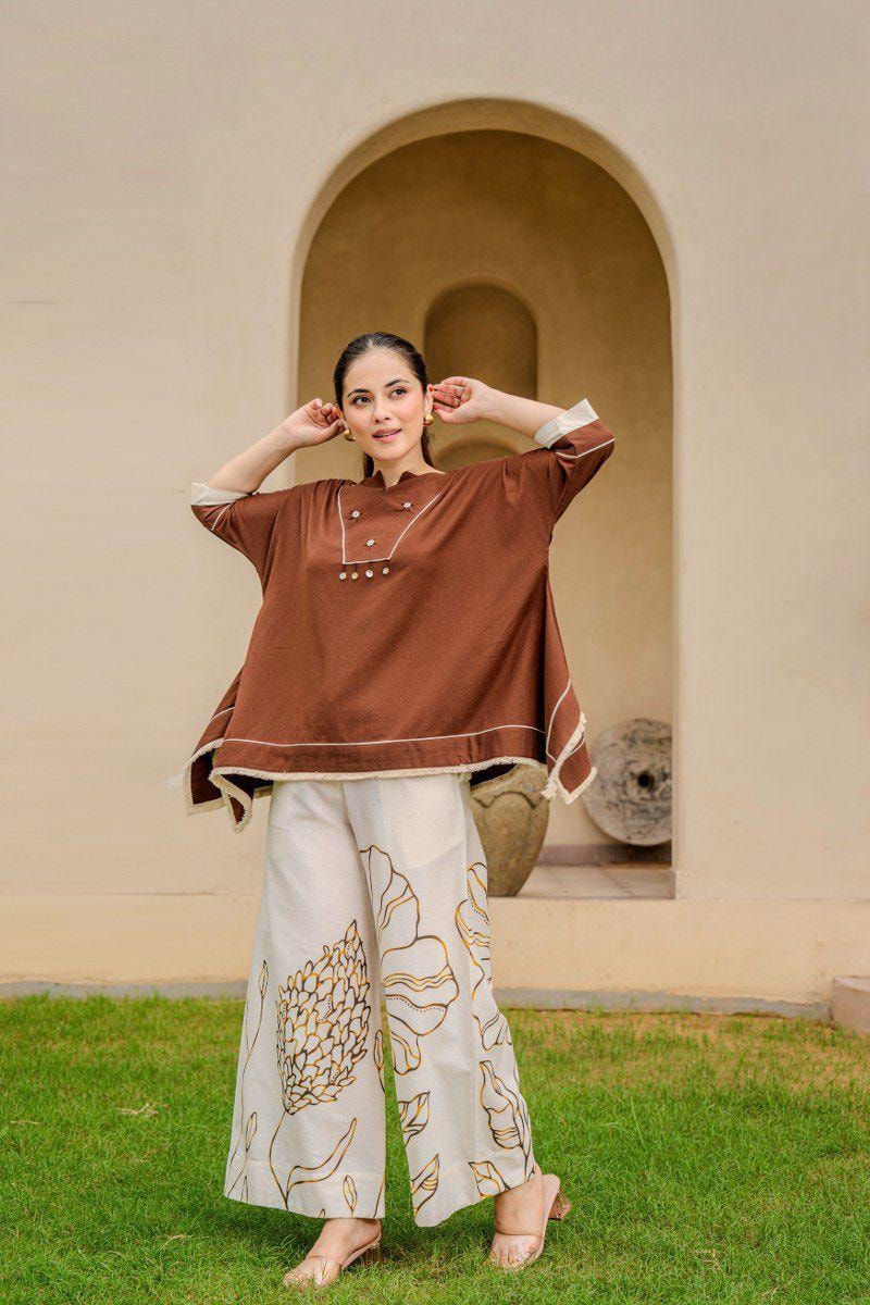 Elegant Brown Kaftan Co-Ord Set
