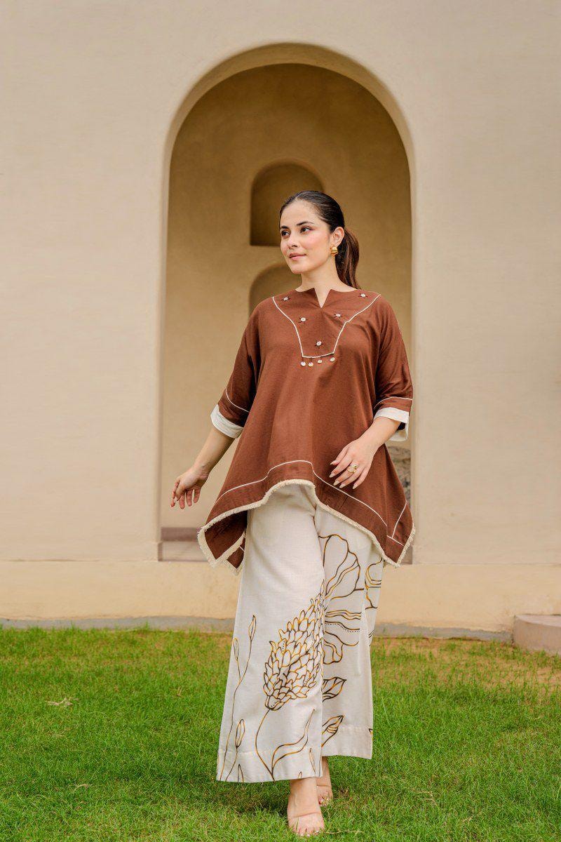 Elegant Brown Kaftan Co-Ord Set - alternate view