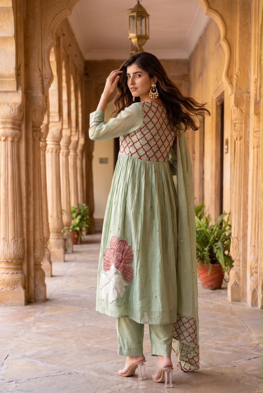 Gulbahaar Mint Anarkali Suit Set - alternate view